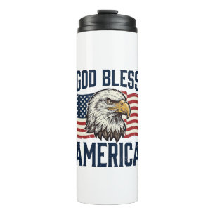 Gott segne Amerika Adler Patriotisches Vektor-Desi Thermosbecher