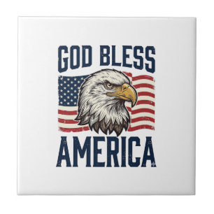 Gott segne Amerika Adler Patriotisches Vektordesig Fliese
