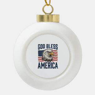 Gott segne Amerika Adler Patriotisches Vektordesig Keramik Kugel-Ornament