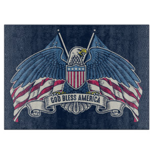 Gott segne Amerika Adler und Flagge Schneidebrett