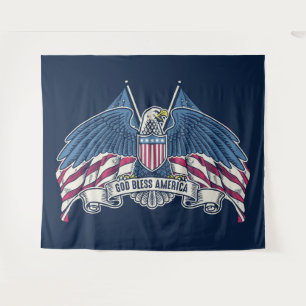 Gott segne Amerika Adler und Flagge Wandteppich