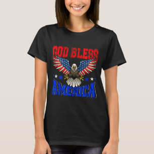 Gott segne Amerika American Eagle Flagge 4. Juli T-Shirt
