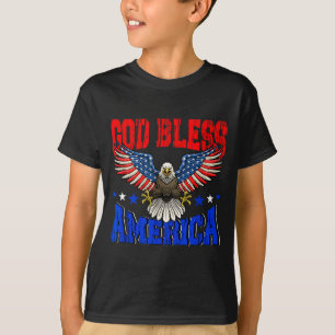 Gott segne Amerika-Amerikanische Adler-Flagge 4. J T-Shirt