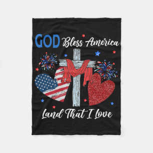 Gott segne Amerika Christliches Herz Kreuz Jesus 4 Fleecedecke