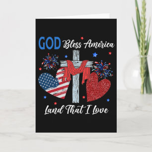 Gott segne Amerika Christliches Herz Kreuz Jesus 4 Karte