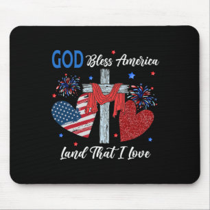 Gott segne Amerika Christliches Herz Kreuz Jesus 4 Mousepad