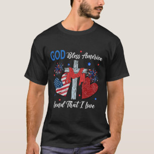 Gott segne Amerika Christliches Herz Kreuz Jesus 4 T-Shirt