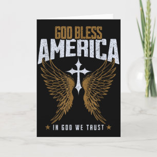 Gott segne Amerika Christliches Kreuz & Engel Flüg Karte