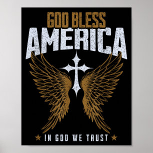 Gott segne Amerika Christliches Kreuz & Engel Flüg Poster