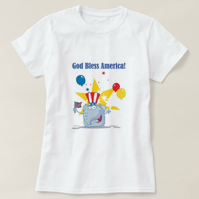 Gott segne Amerika Elefant T-Shirt (Design vorne)