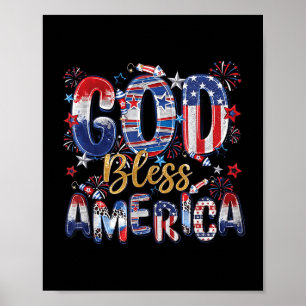 Gott segne Amerika Feuerwerk Patriotisch Christlic Poster