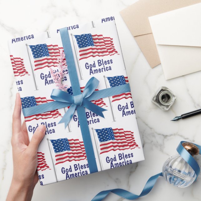 Gott segne Amerika-Flagge Geschenkpapier (Schenken)