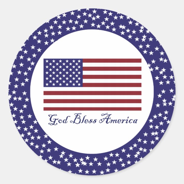 Gott segne Amerika-Flagge Runder Aufkleber (Vorderseite)