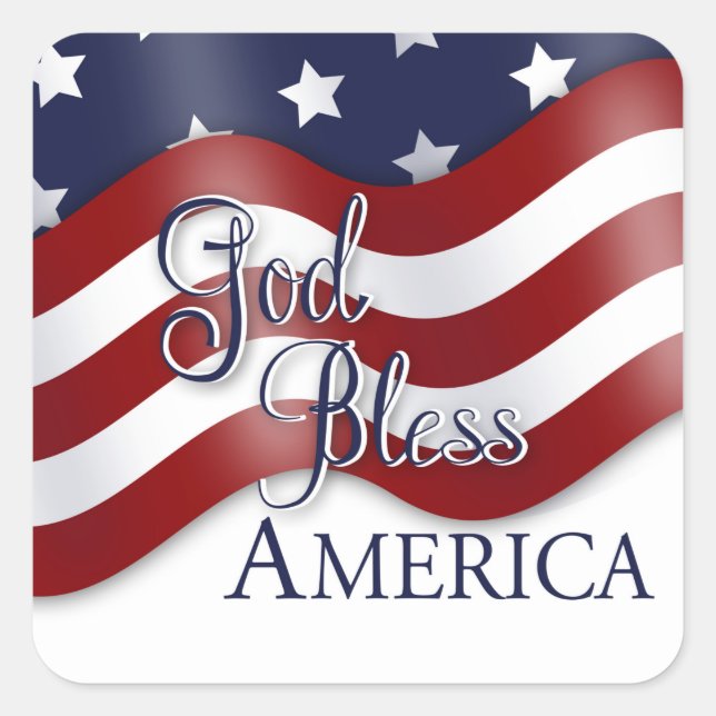 Gott segne Amerika - Flaggenflagge Quadratischer Aufkleber (Vorderseite)