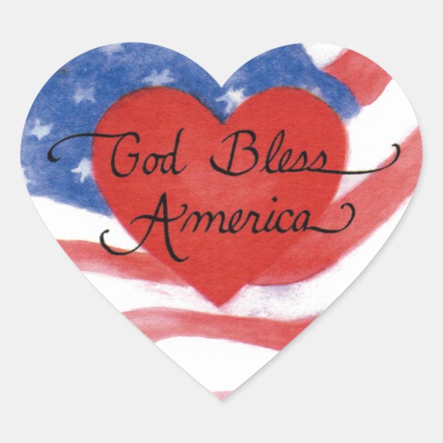 Gott segne Amerika Herzklappen Herz-Aufkleber (Vorderseite)