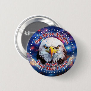 Gott segne Amerika Land, das braune Adler-Feuerwer Button