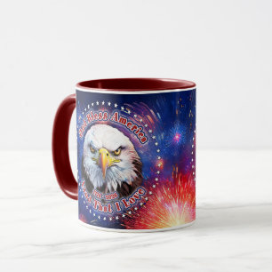 Gott segne Amerika Land, in dem braune Adler-Feuer Tasse