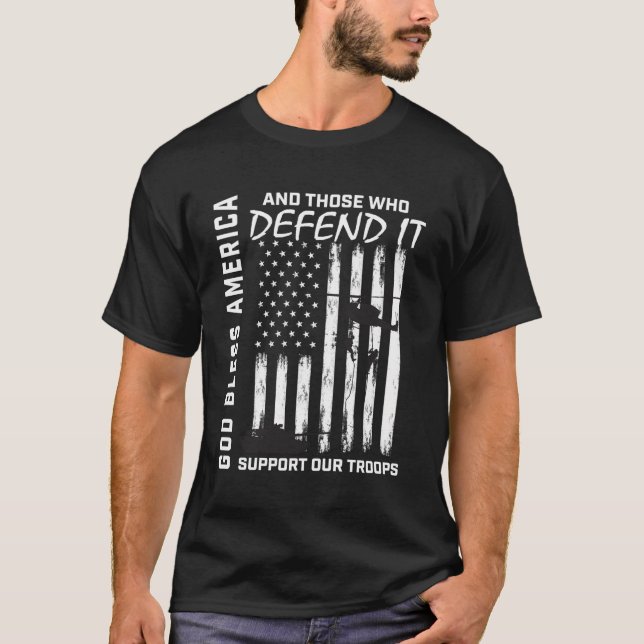Gott segne Amerika Militärveteran unterstützen uns T-Shirt (Vorderseite)
