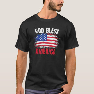 Gott segne Amerika mit amerikanischen Fahnen Glück T-Shirt