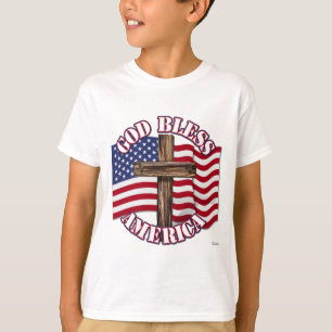 Gott segne Amerika mit der Flagge der USA und Kreu T-Shirt