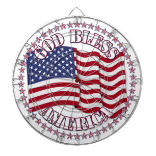 Gott segne Amerika mit der USA-Flagge und 50 Stern Dartscheibe