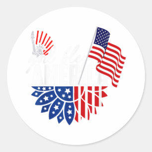 Gott segne Amerika mit Fahne 4. Juli Unabhängigkei Runder Aufkleber