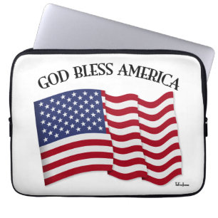 GOTT SEGNE AMERIKA mit US-Flagge Laptopschutzhülle