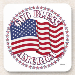 Gott segne Amerika mit US-Flagge und 50 Sternen Untersetzer