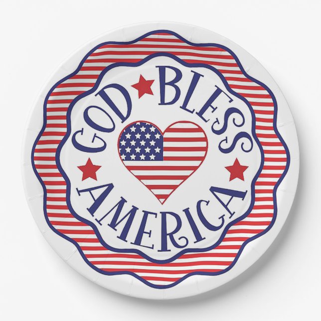 Gott segne Amerika Pappteller (Vorderseite)