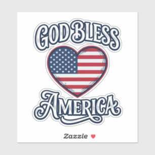 Gott segne Amerika Patrioten-Herz-Shirt-Design_1 Aufkleber