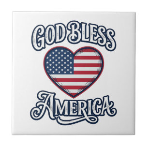 Gott segne Amerika Patrioten-Herz-Shirt-Design_1 Fliese