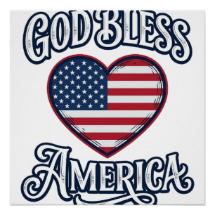 Gott segne Amerika Patrioten-Herz-Shirt-Design_1 Poster