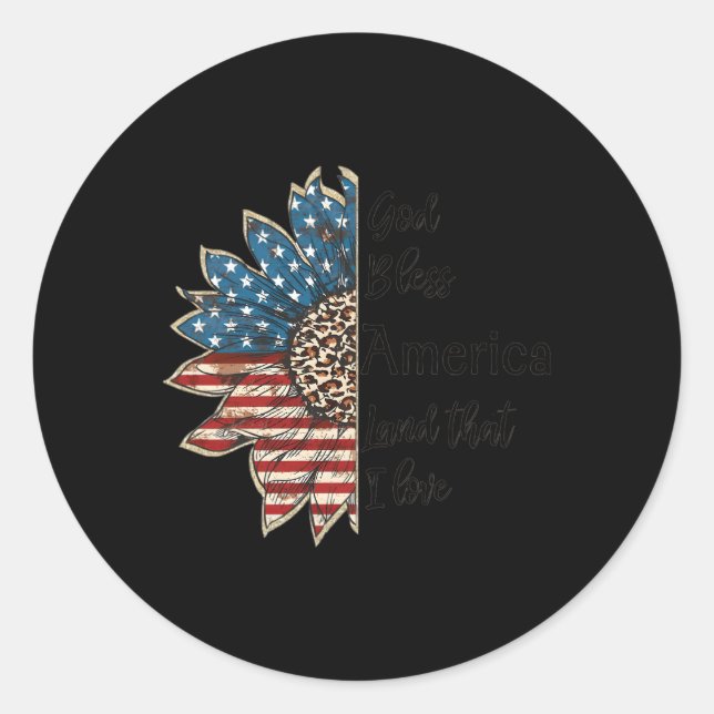 Gott segne Amerika Patriotic 4. Juli USA Flagge Runder Aufkleber (Vorderseite)