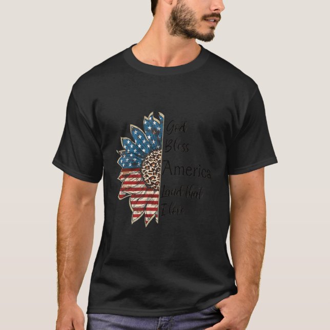 Gott segne Amerika Patriotic 4. Juli USA Flagge T-Shirt (Vorderseite)