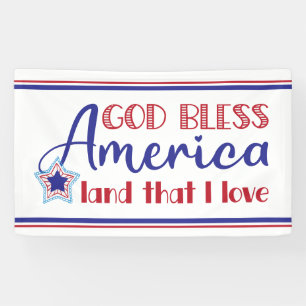 Gott segne Amerika Patriotisch 4. Juli Red Blue Banner