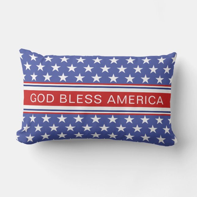 Gott segne Amerika Patriotisch Rot Weiß und Blau Kissen Für Draußen (Vorderseite)