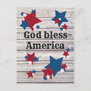Gott segne Amerika Patriotische rote weiße blaue S Postkarte
