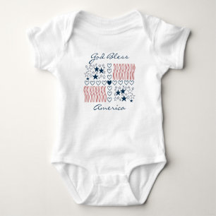 Gott segne Amerika Patriotische Stars Streifen Her Baby Strampler
