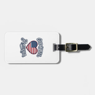 Gott segne Amerika Patriotisches Herz-Shirt-Design Gepäckanhänger
