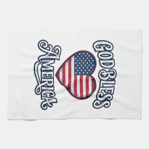 Gott segne Amerika Patriotisches Herz-Shirt-Design Geschirrtuch