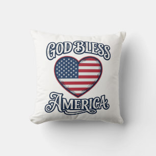 Gott segne Amerika Patriotisches Herz-Shirt-Design Kissen