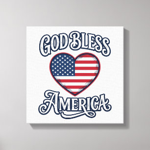Gott segne Amerika Patriotisches Herz-Shirt-Design Leinwanddruck