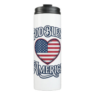 Gott segne Amerika Patriotisches Herz-Shirt-Design Thermosbecher