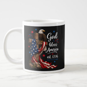 Gott segne Amerika Patriotisches Kreuz Jumbo-Tasse