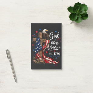 Gott segne Amerika Patriotisches Kreuz Post-it Klebezettel