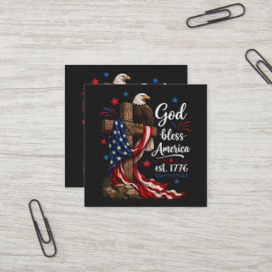 Gott segne Amerika Patriotisches Kreuz Quadratische Visitenkarte