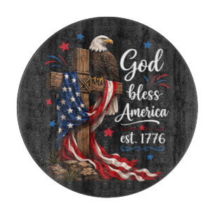 Gott segne Amerika Patriotisches Kreuz Schneidebrett