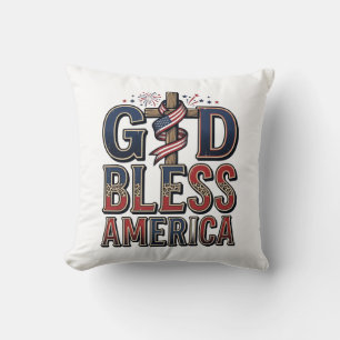 Gott segne Amerika Patriotisches Kreuz Vintage-Shi Kissen