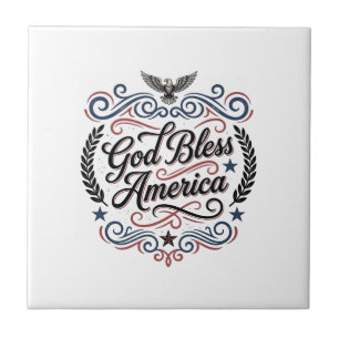 Gott segne Amerika Patriotisches Vintage-Adler-T-S Fliese