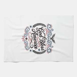 Gott segne Amerika Patriotisches Vintage-Adler-T-S Geschirrtuch